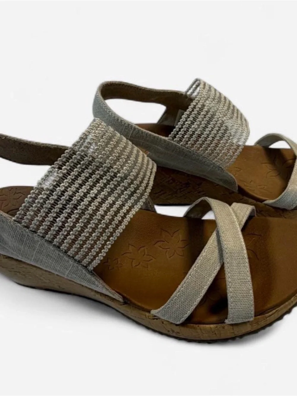 Skechers Women's Silver Elastic Strap Sandals